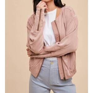 NEW IN-LOOM garment washed tencel bomber jacket in desert rose